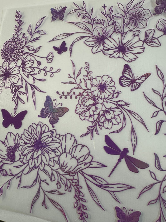 BRIGHT PURPLE BUTTERFLIES/FLORAL HOLOGRAPHIC - 216 Tumblers