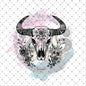 D 351 Bull skull with Flowers OUTLINE