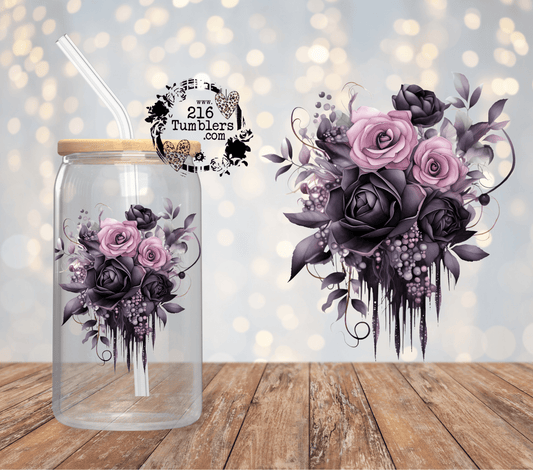 D - 264 Purple & Pink Drip floral - 216 Tumblers