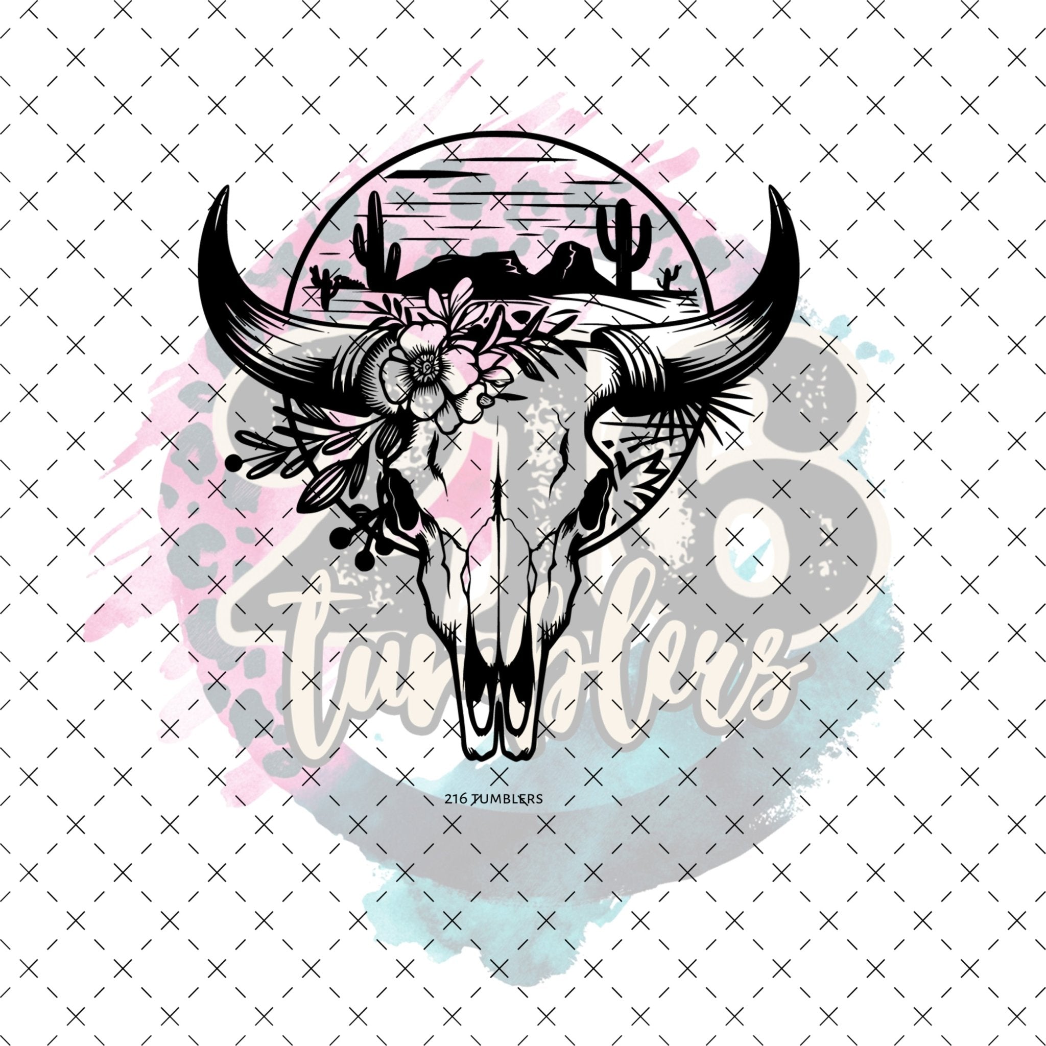 D 369 Bull Skull Desert Outline - 216 Tumblers