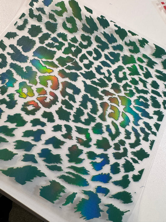 DARK GREEN HOLOGRAPHIC LEOPARD PRINT - 216 Tumblers