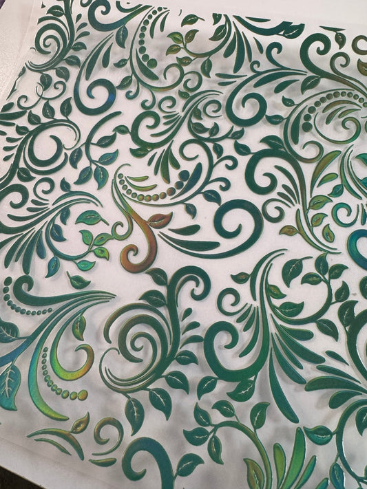 DARK GREEN HOLOGRAPHIC TOOLED LEATHER - 216 Tumblers