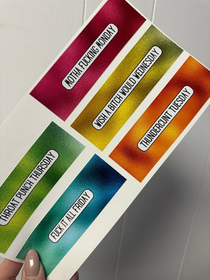 Days of the Week (5) - Vinyl Pen Wrap - 216 Tumblers