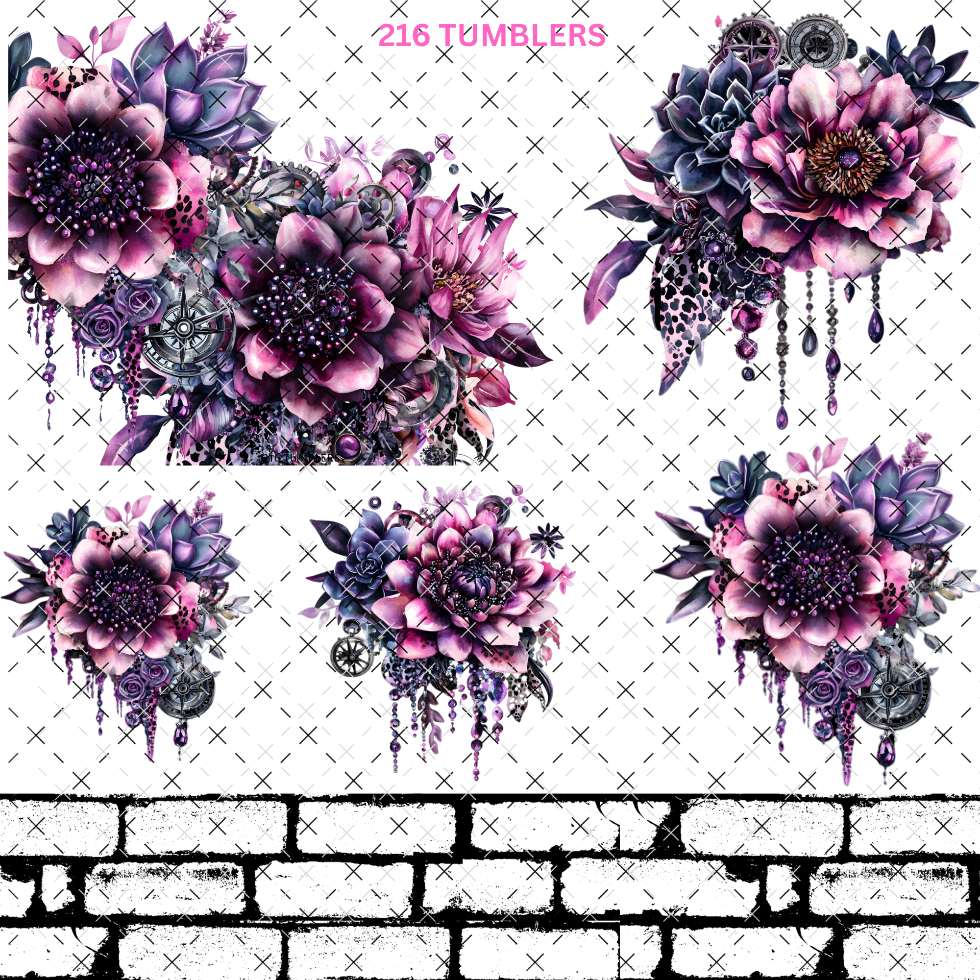 FLOWERS / BRICKS - 216 Tumblers