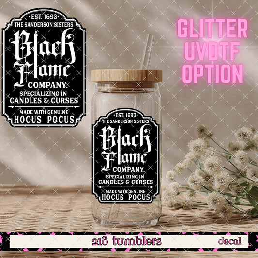 GLITTER UVDTF 105 BLACK FLAME - BLACK - 216 Tumblers