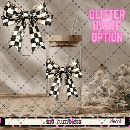 GLITTER UVDTF 362 CHECKER BOW - 216 Tumblers