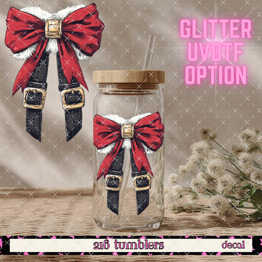 GLITTER UVDTF 399 SANTA BUCKLE BOW - 216 Tumblers