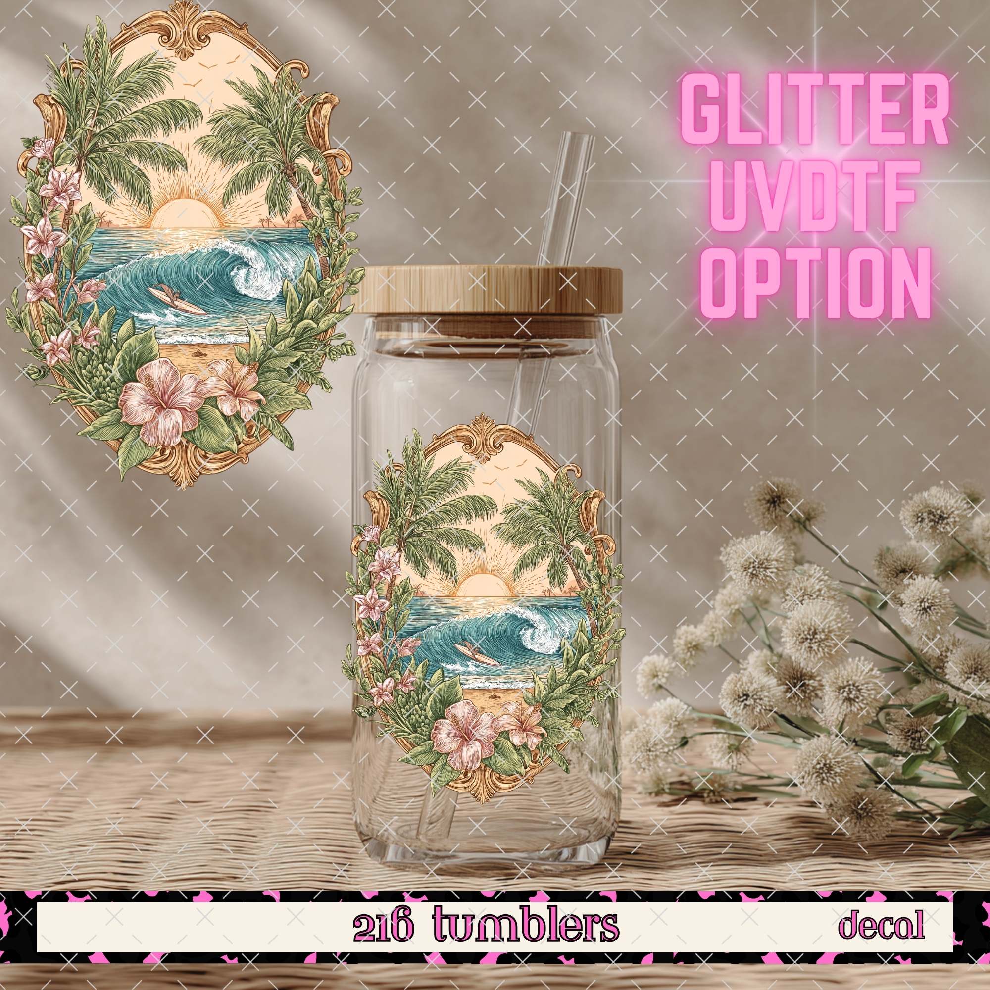 GLITTER UVDTF 402 BEACH SCENE - 216 Tumblers