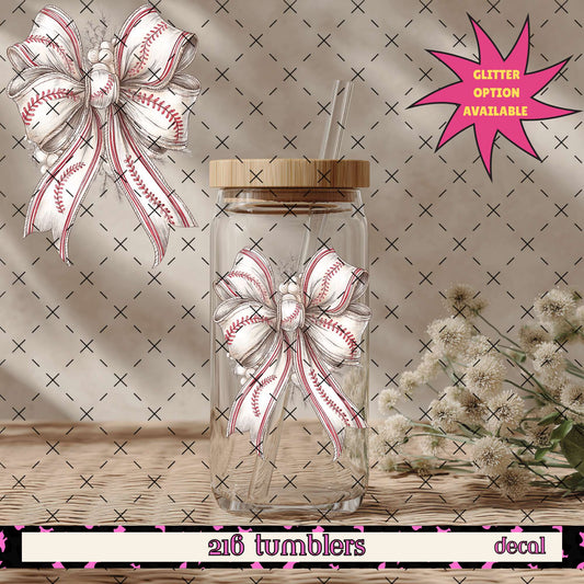 GLITTER UVDTF 405 BASEBALL BOW - 216 Tumblers