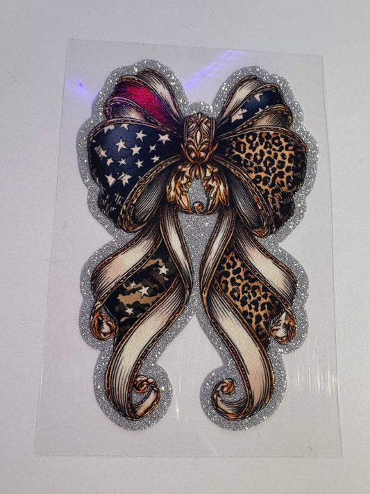 GLITTER UVDTF 410 AMERICAN FLAG BOW - 216 Tumblers