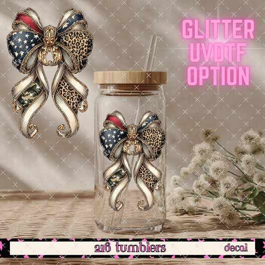 GLITTER UVDTF 410 AMERICAN FLAG BOW - 216 Tumblers
