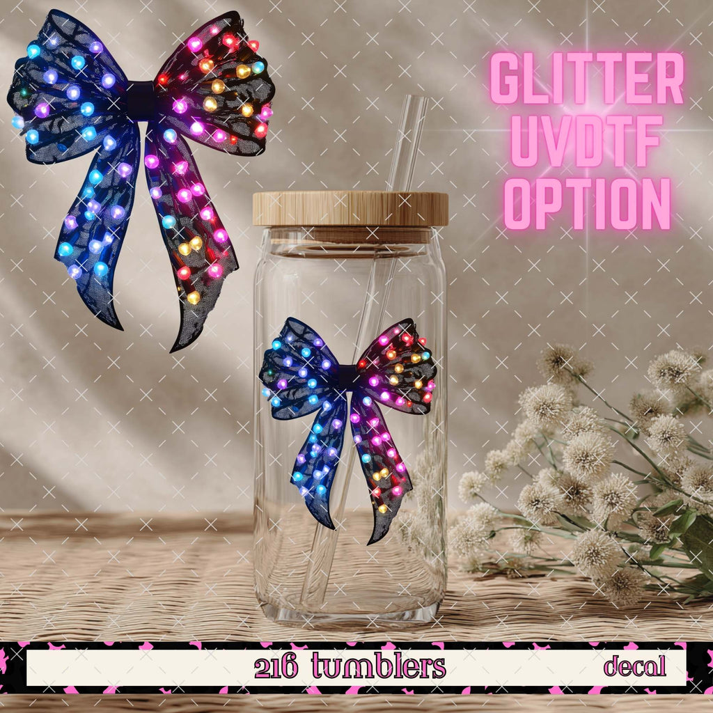 GLITTER UVDTF 415 CHRISTMAS LIGHTS BOW - 216 Tumblers