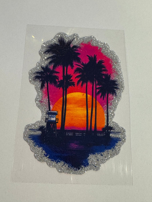 GLITTER UVDTF 419 NEON SUNSET PALM TREE - 216 Tumblers