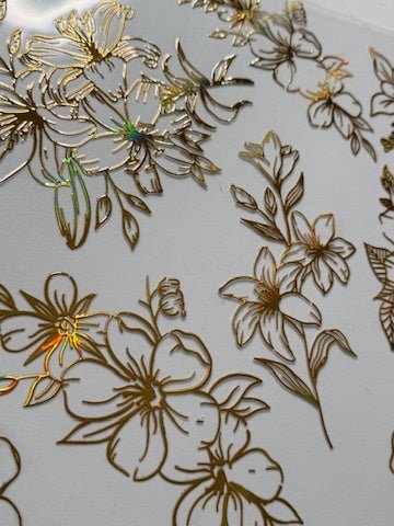 GOLD HOLOGRAPHIC FLORAL OUTLINE 11.25X11.25 - 216 Tumblers