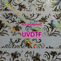 GOLD HOLOGRAPHIC TOOLED FLORAL STRIPS UVDTF - 216 Tumblers