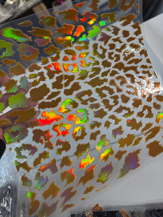 GOLD /ORANGE / GREEN HOLO COLOR SHIFT LEOPARD - 216 Tumblers