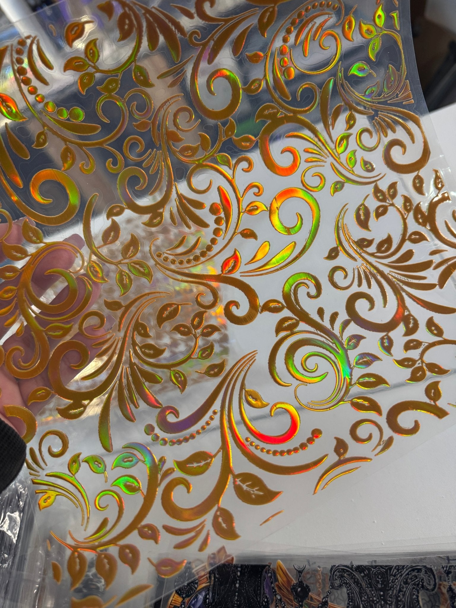 GOLD /ORANGE / GREEN HOLO COLOR SHIFT TOOLED LEATHER - 216 Tumblers