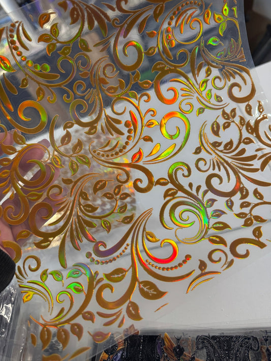 GOLD /ORANGE / GREEN HOLO COLOR SHIFT TOOLED LEATHER - 216 Tumblers