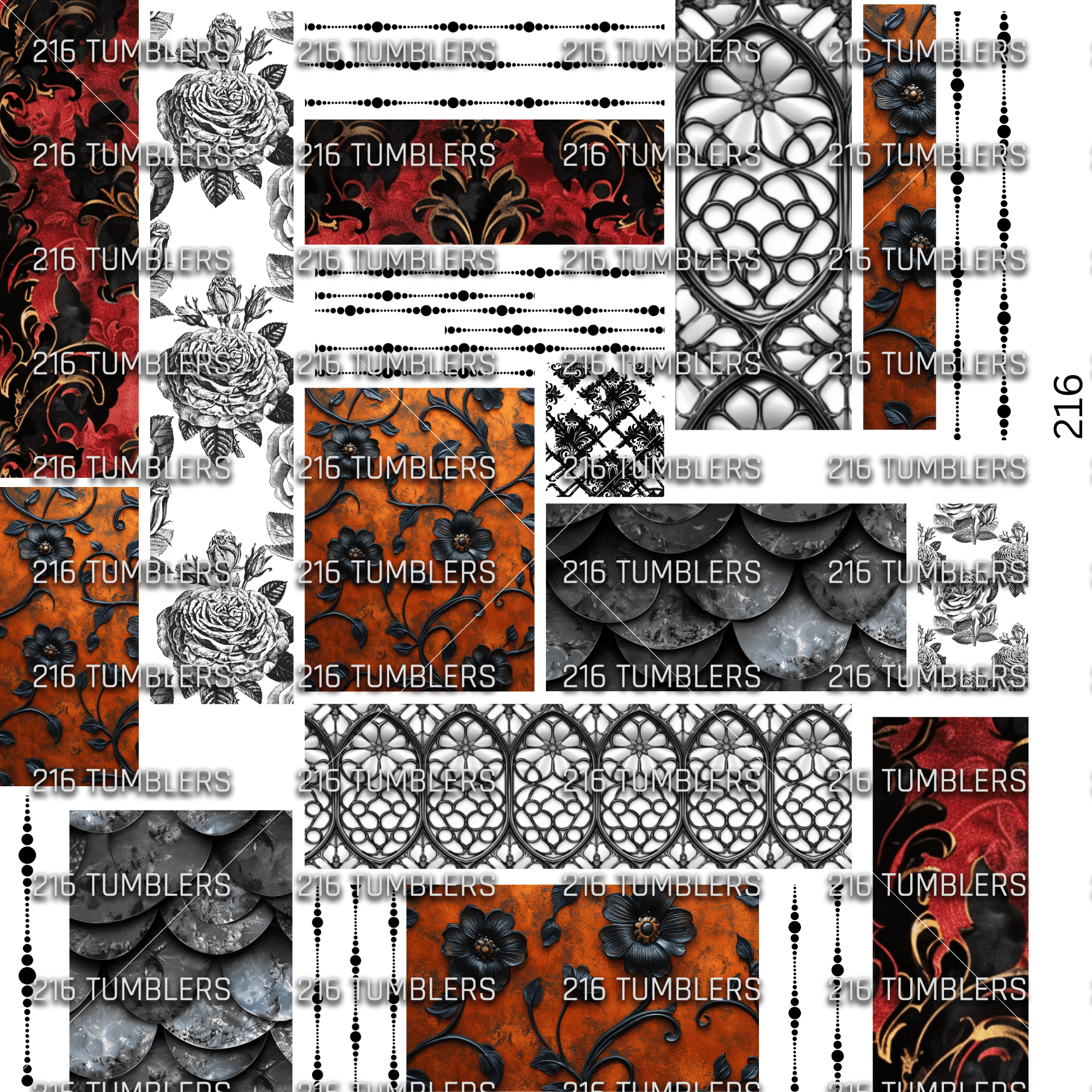 GOTHIC MIXED MEDIA - UVDTF - 216 Tumblers