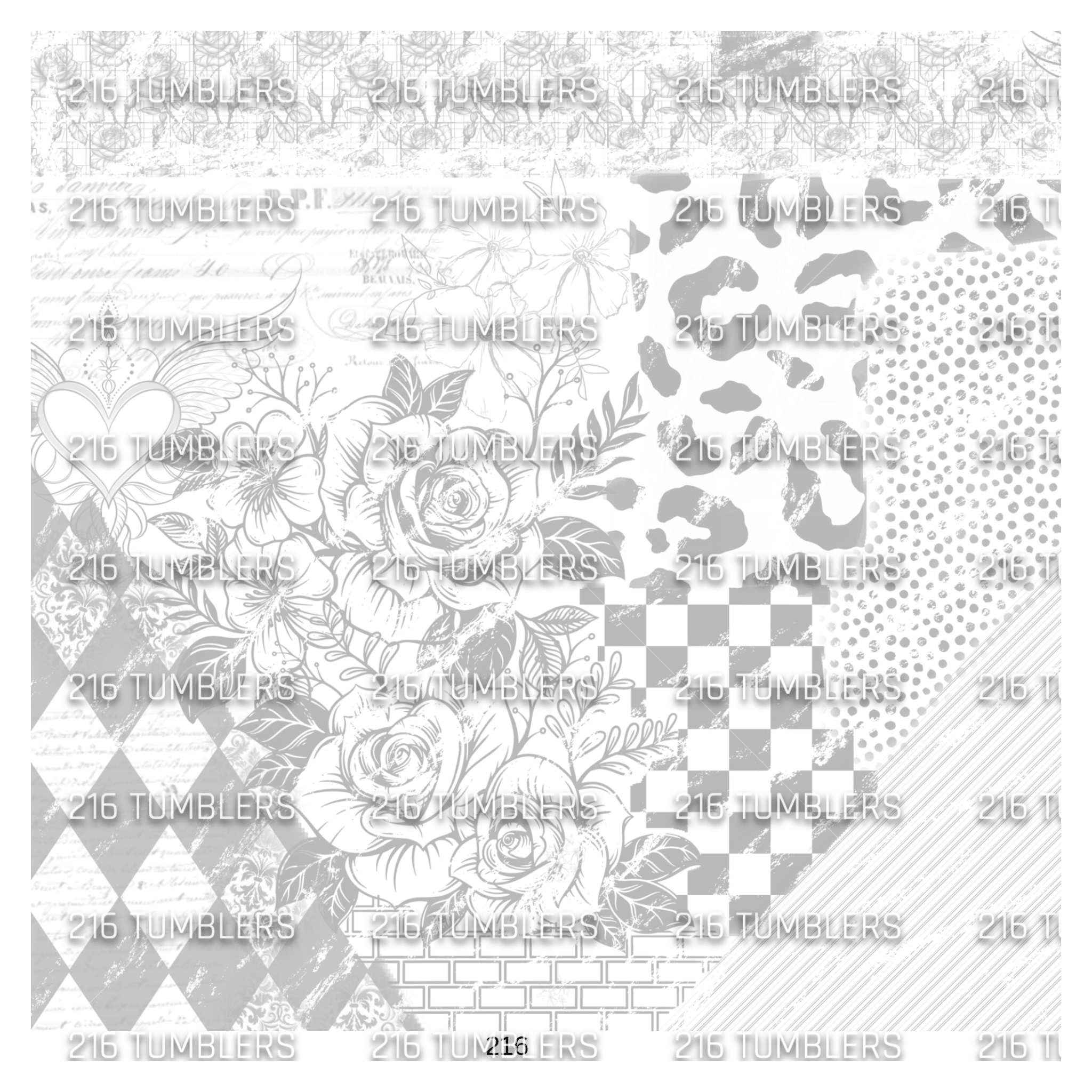 GRUNGE ARGYLE ROSE CHECKER LEOPARD OVERLAY - 216 Tumblers