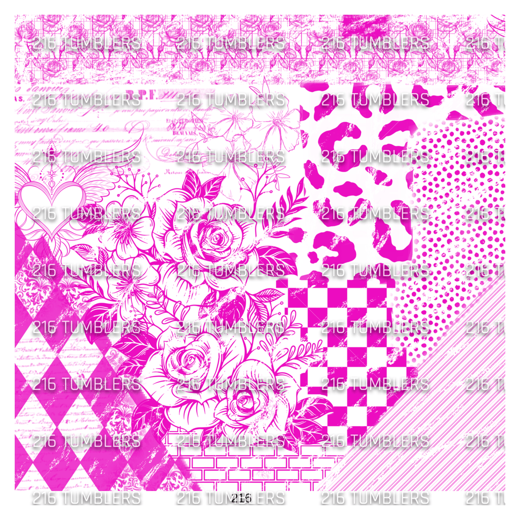 GRUNGE ARGYLE ROSE CHECKER LEOPARD OVERLAY - 216 Tumblers