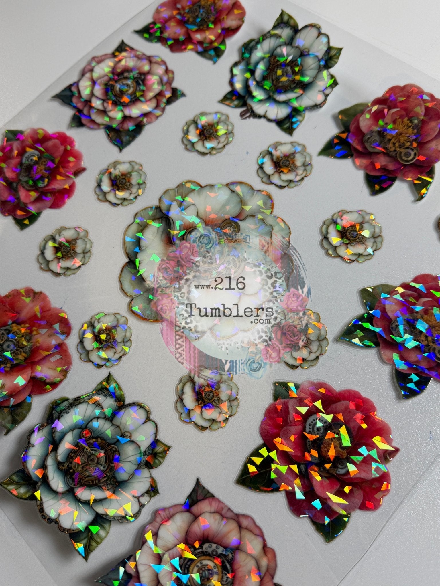 HOLOGRAPHIC SHARDS - 1306 - FLOWERS - 216 Tumblers