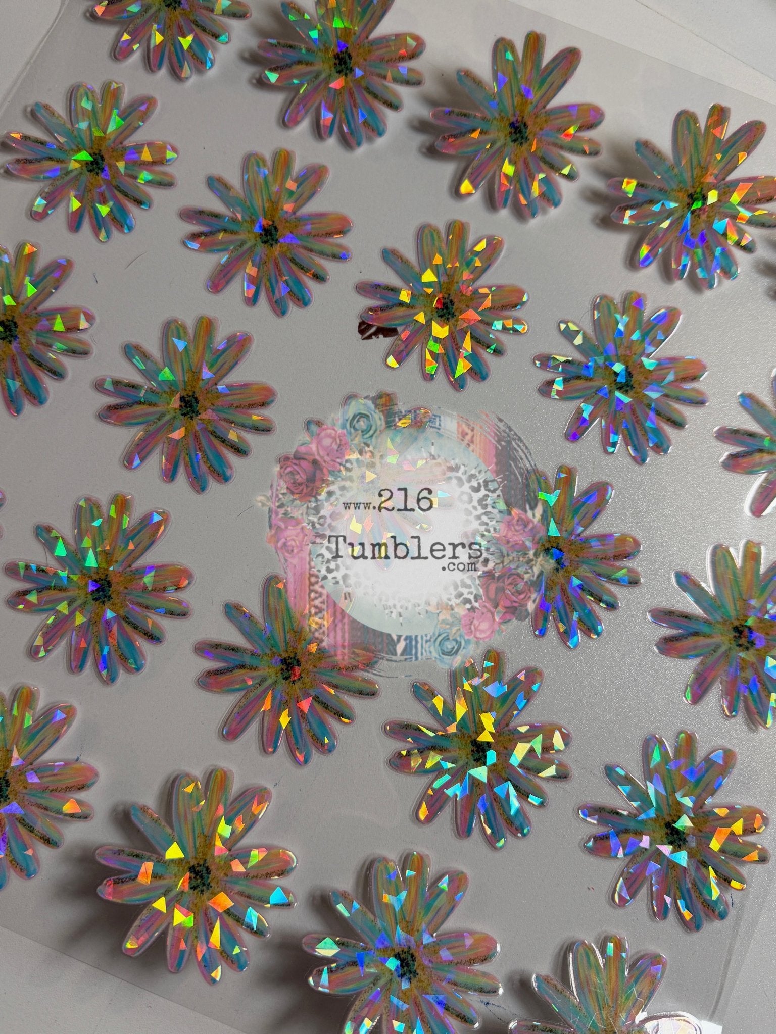 HOLOGRAPHIC SHARDS - 1337 - PASTEL FLOWERS - 216 Tumblers
