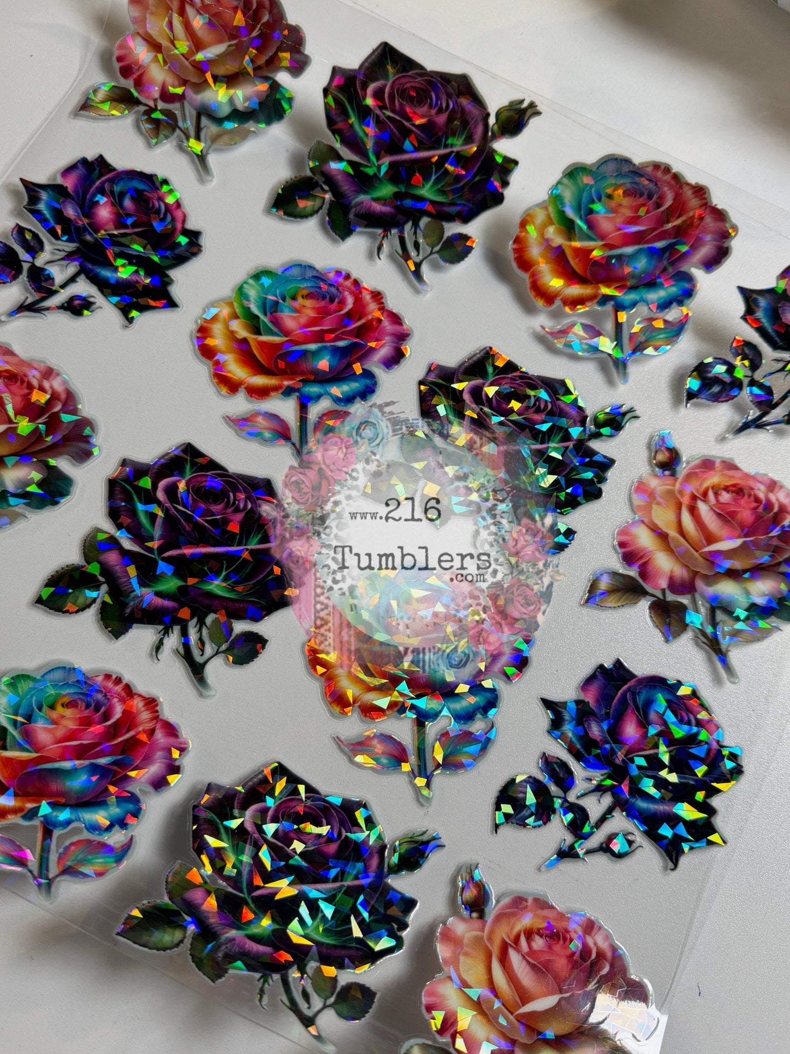 HOLOGRAPHIC SHARDS - 1343 - FLOWERS - 216 Tumblers