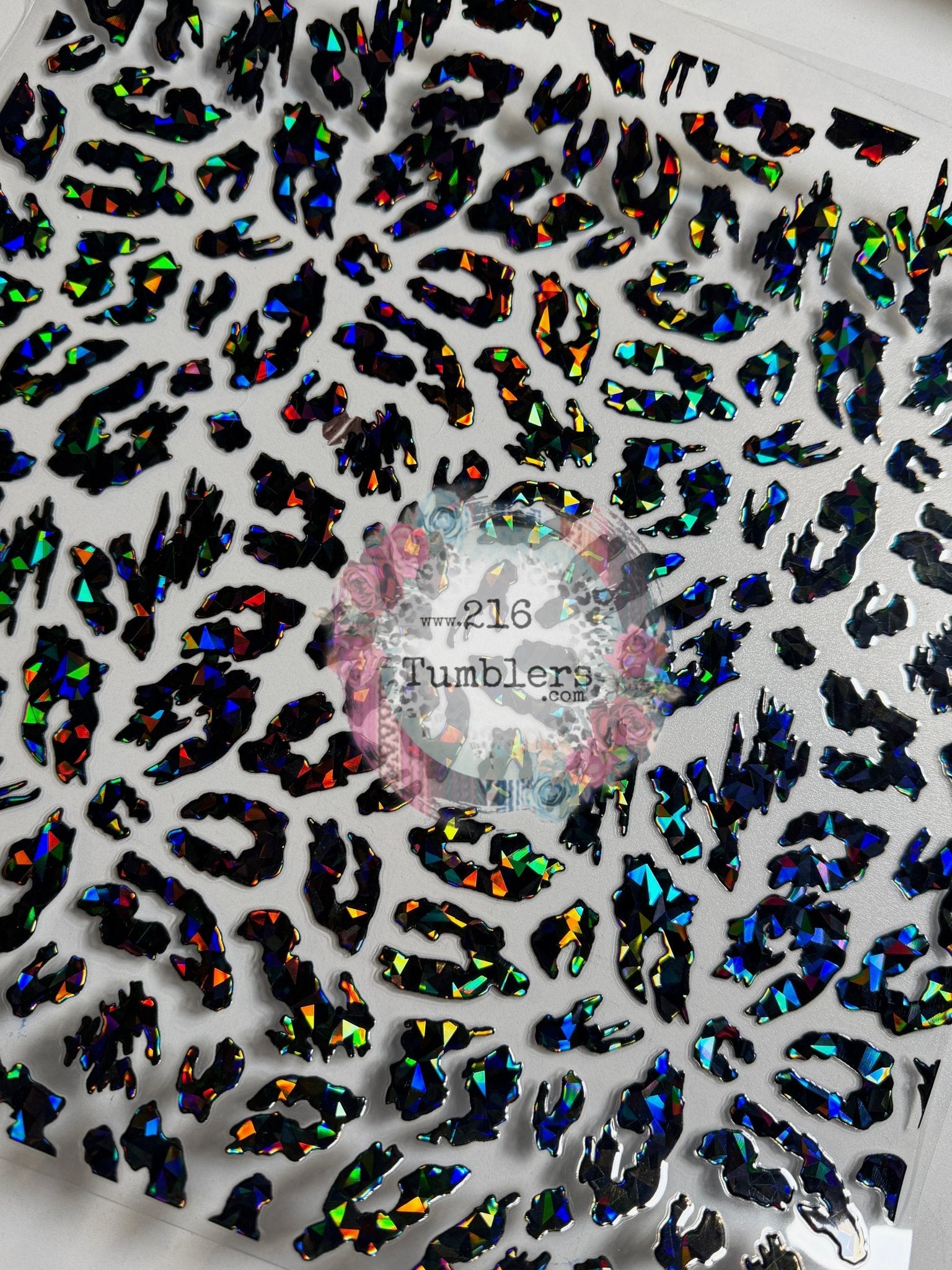 HOLOGRAPHIC SHARDS - 485 - JAGGED LEOPARD - BLACK - 216 Tumblers