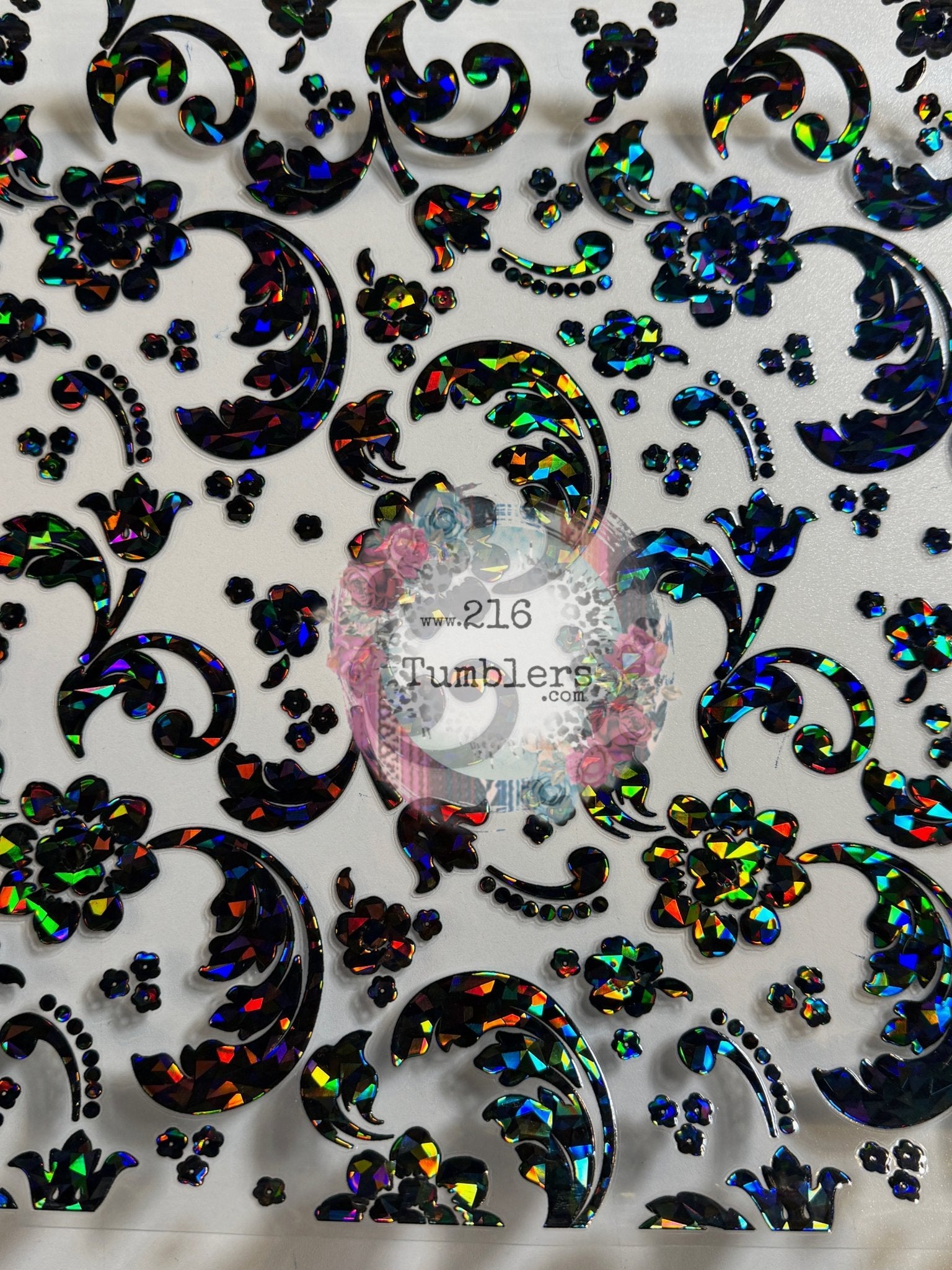 HOLOGRAPHIC SHARDS - 54 - NEW TOOLED LEATHER - BLACK - 216 Tumblers