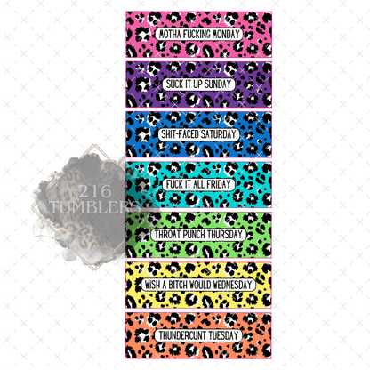 Leopard Days of the Week (7) - Vinyl Pen Wrap - 216 Tumblers