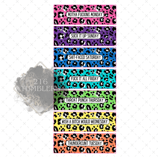 Leopard Days of the Week (7) - Vinyl Pen Wrap - 216 Tumblers