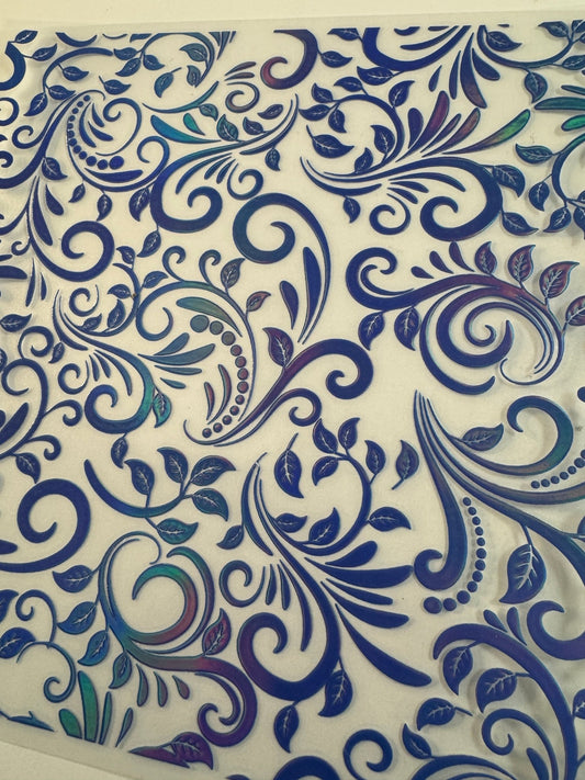 LIGHT CYAN HOLOGRAPHIC TOOLED LEATHER - 216 Tumblers