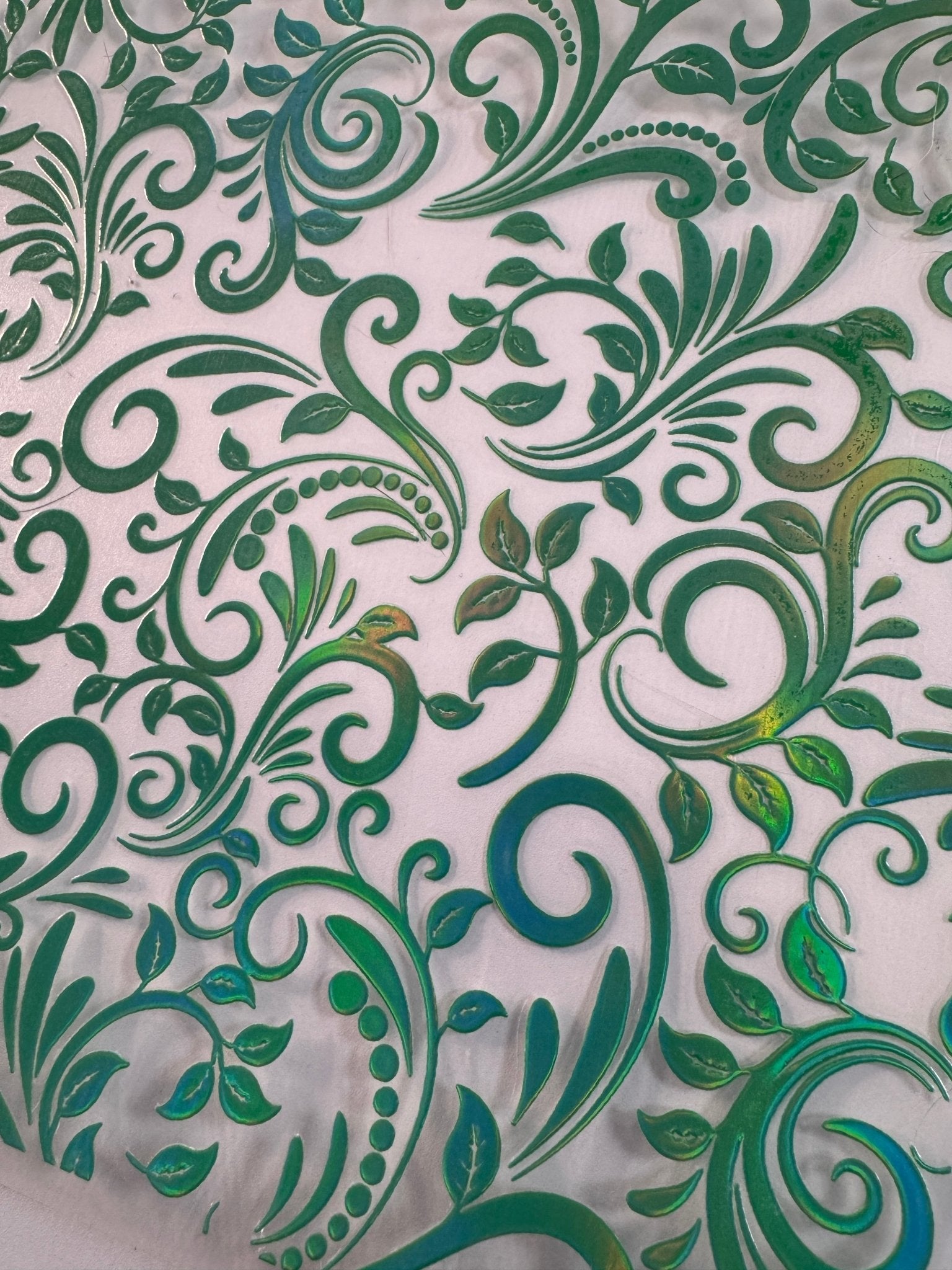 LIGHT GREEN HOLOGRAPHIC TOOLED LEATHER - 216 Tumblers