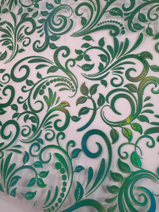 LIGHT GREEN HOLOGRAPHIC TOOLED LEATHER - 216 Tumblers