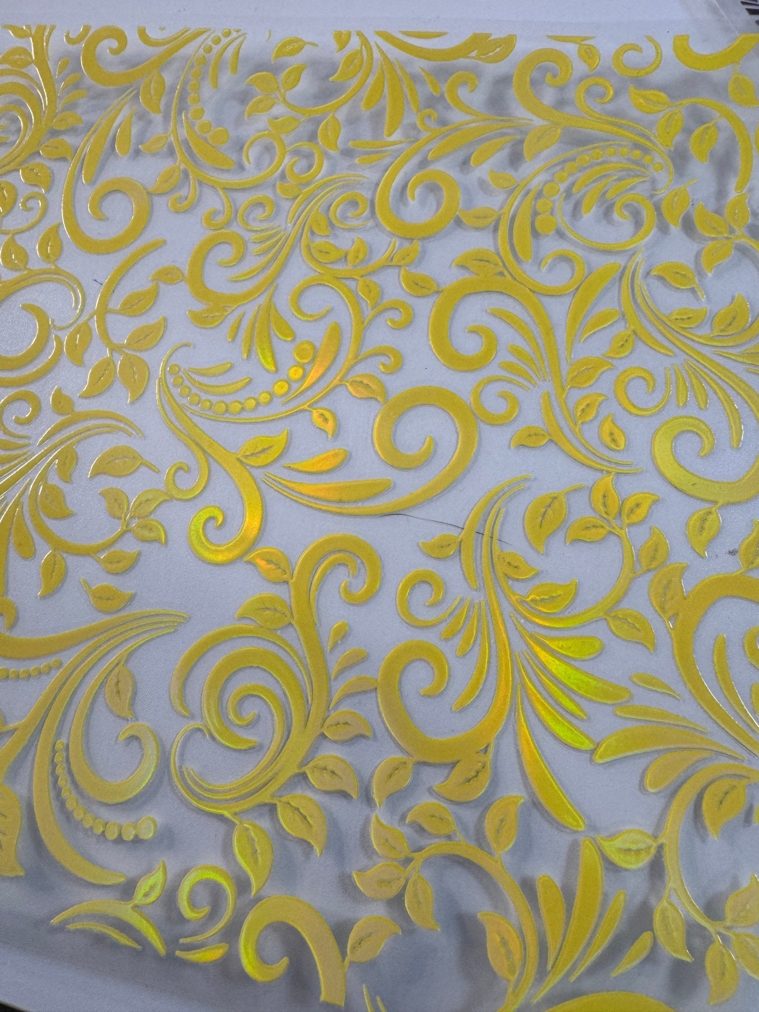 LUMINOUS YELLOW HOLOGRAPHIC TOOLED LEATHER - 216 Tumblers