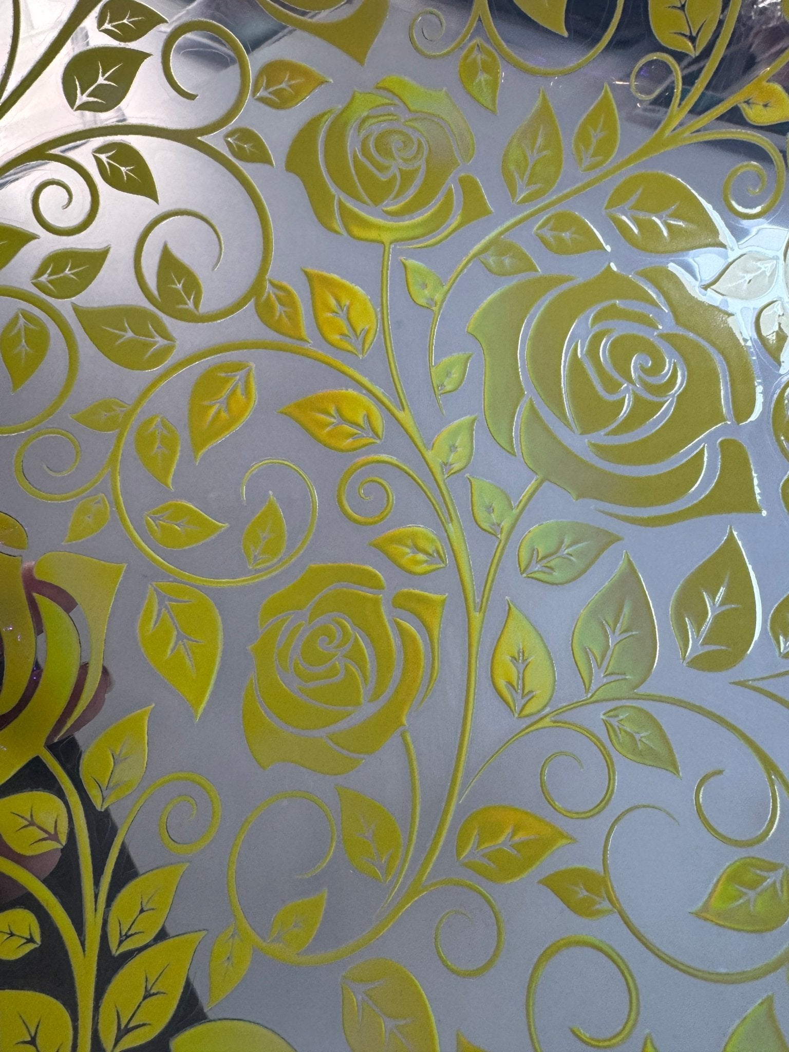 LUMINOUS YELLOW TOOLED ROSE - HOLOGRAPHIC - 216 Tumblers