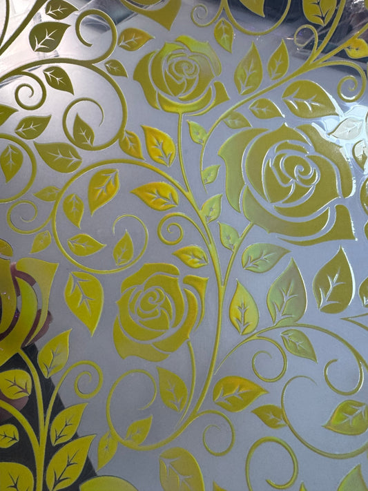 LUMINOUS YELLOW TOOLED ROSE - HOLOGRAPHIC - 216 Tumblers