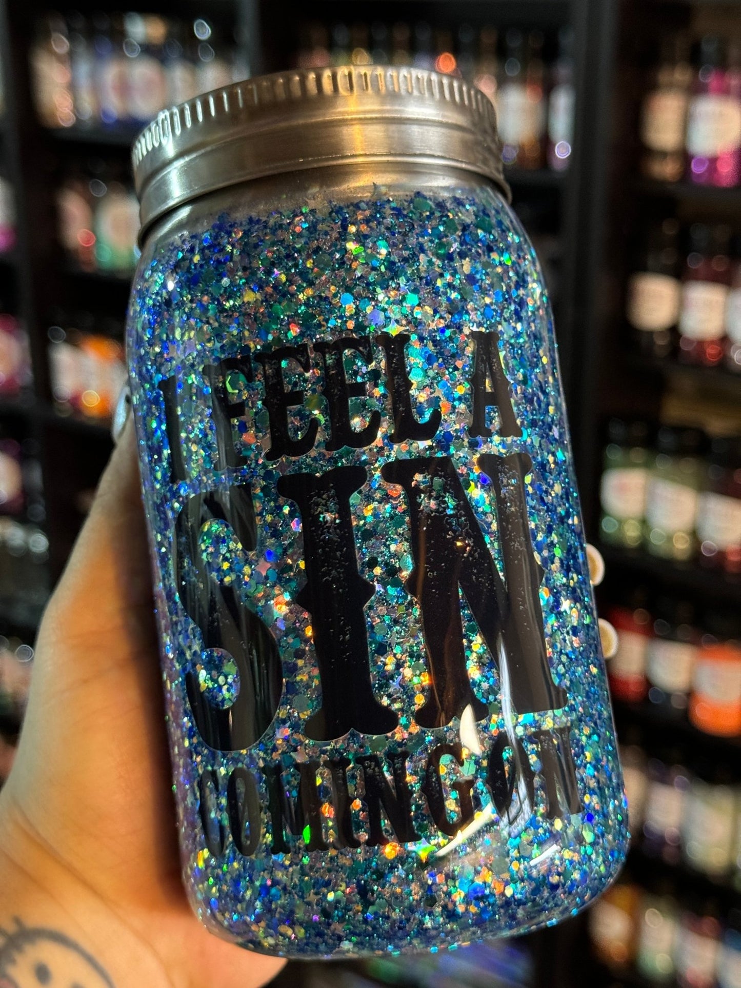 Mason Jar Tumbler - I Feel A Sin Coming On - 216 Tumblers