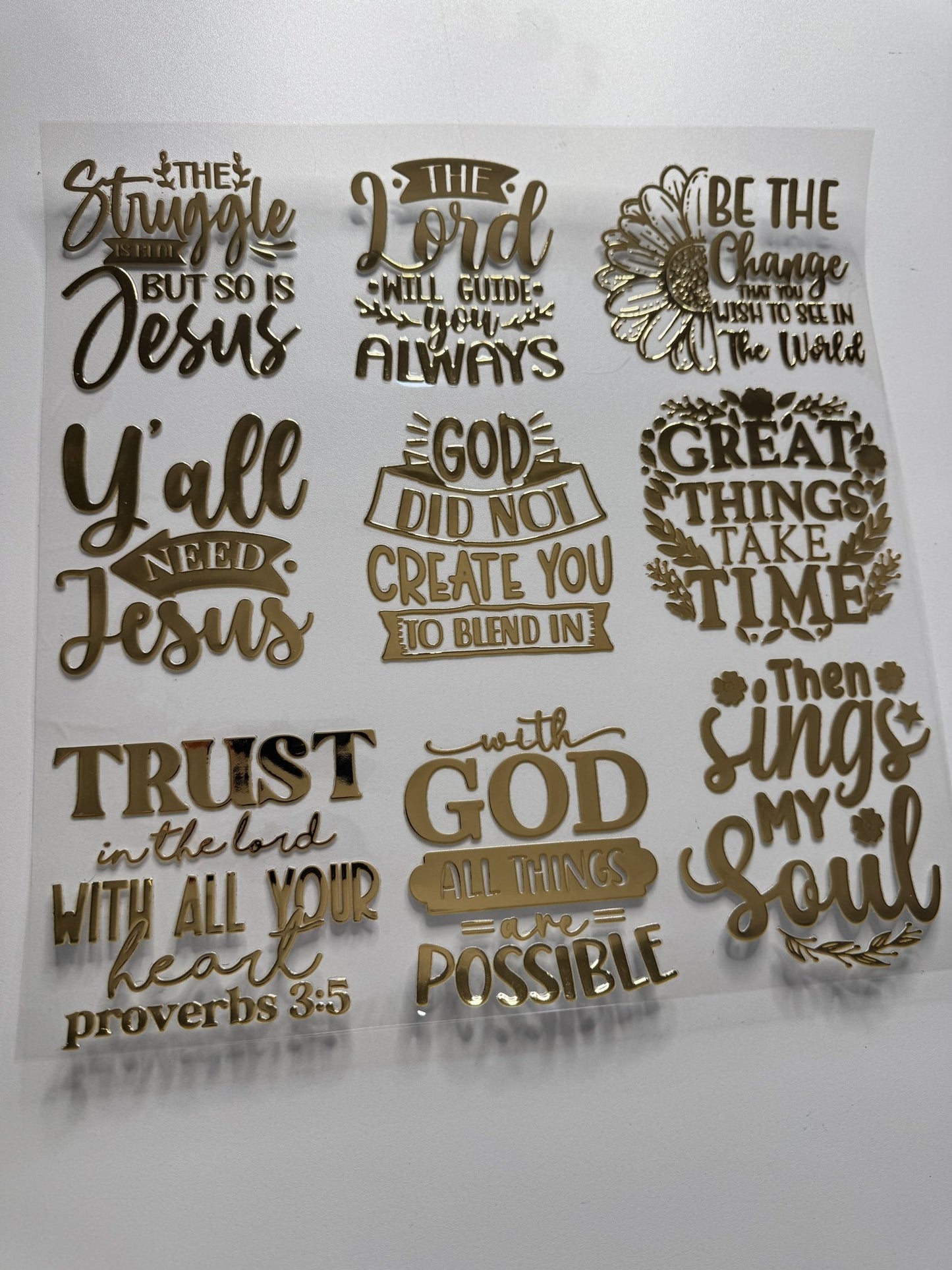 NEW COLOR - CHAMPAGNE GOLD JESUS WORDS 2 - 11.25X11.25 - 216 Tumblers