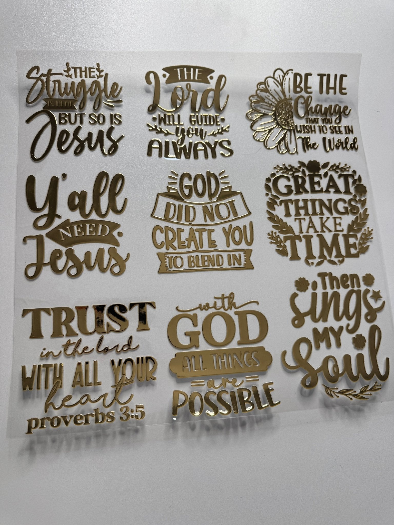 NEW COLOR - CHAMPAGNE GOLD JESUS WORDS 2 - 11.25X11.25 - 216 Tumblers