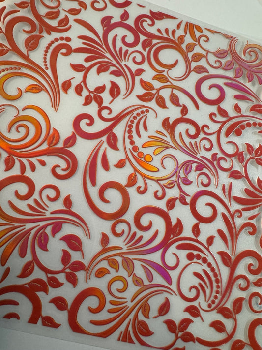 ORANGE HOLOGRAPHIC TOOLED LEATHER - 216 Tumblers