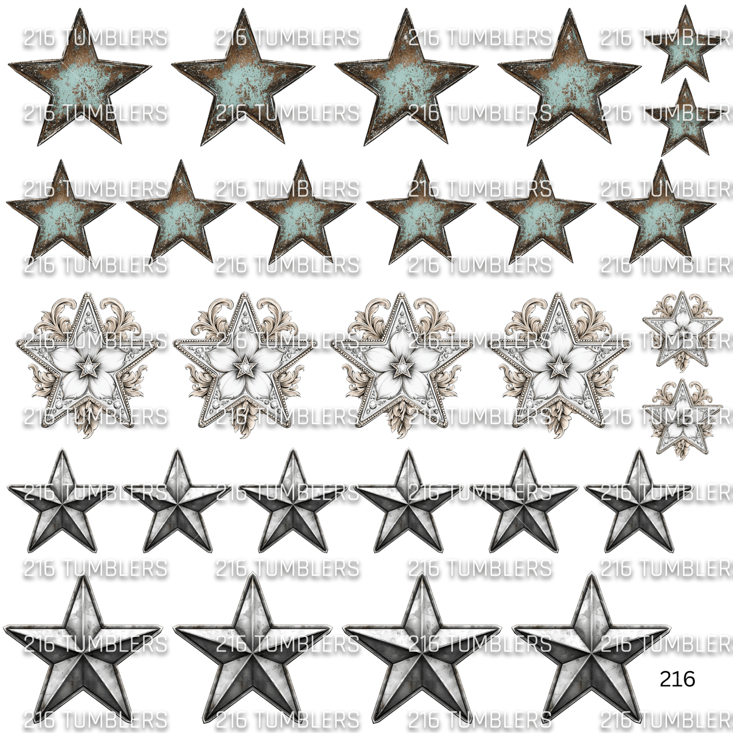 PATINA STARS - 216 Tumblers