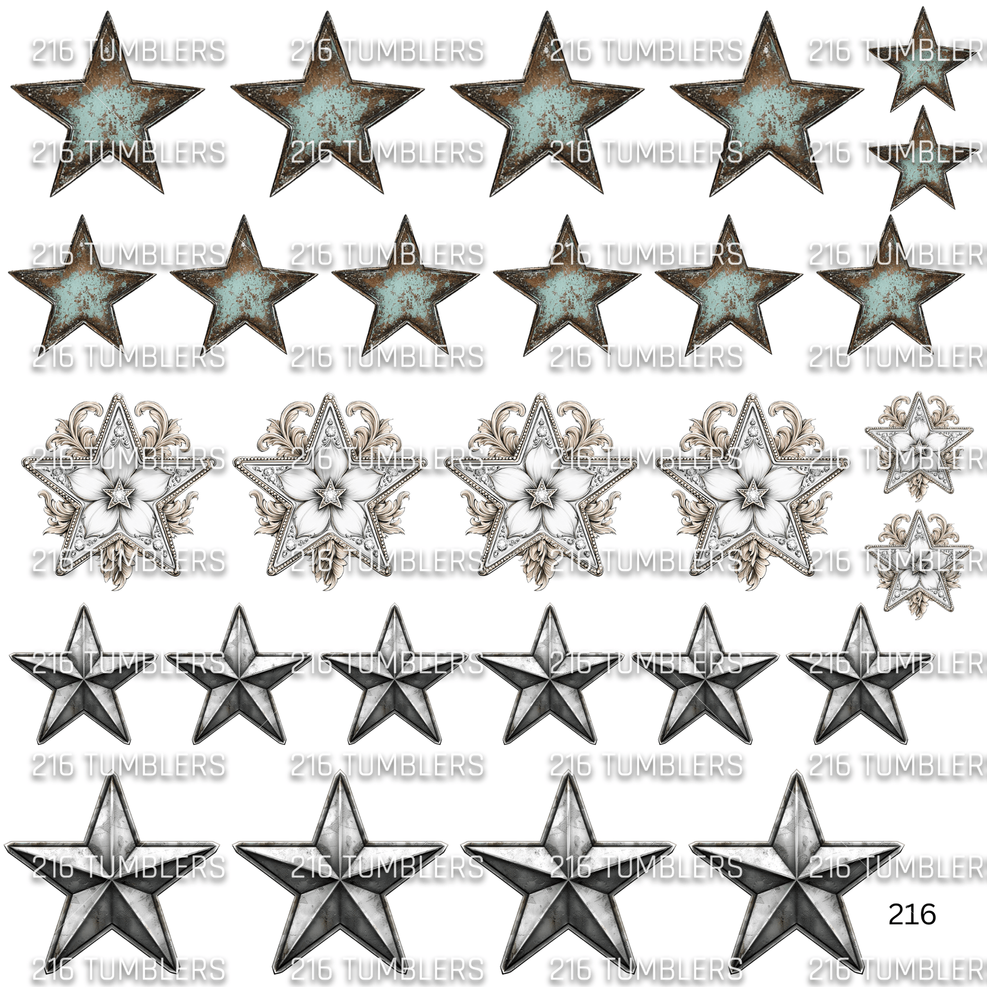PATINA STARS - 216 Tumblers