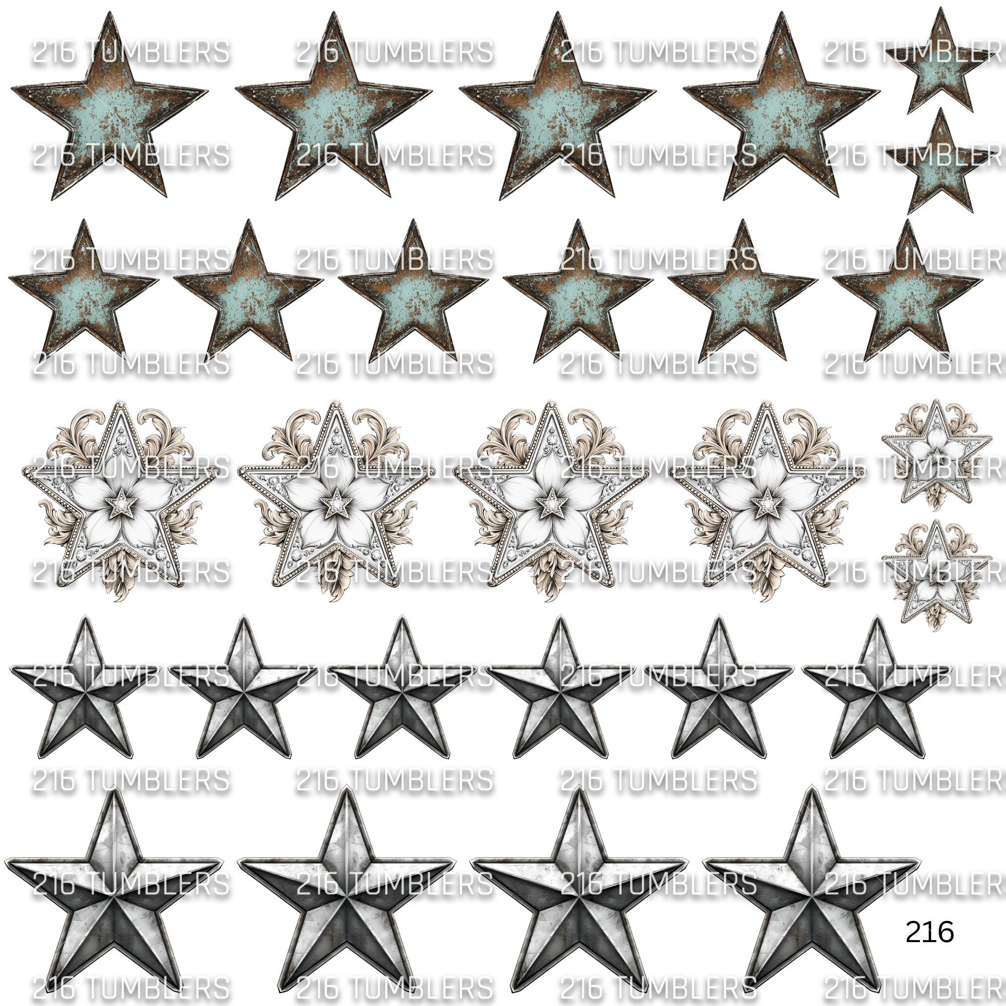 PATINA STARS - 216 Tumblers