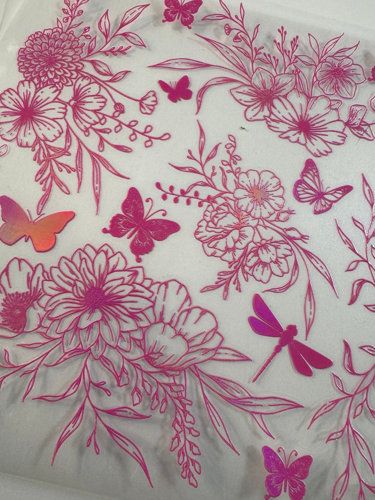 PINK BUTTERFLIES/FLORAL HOLOGRAPHIC - 216 Tumblers