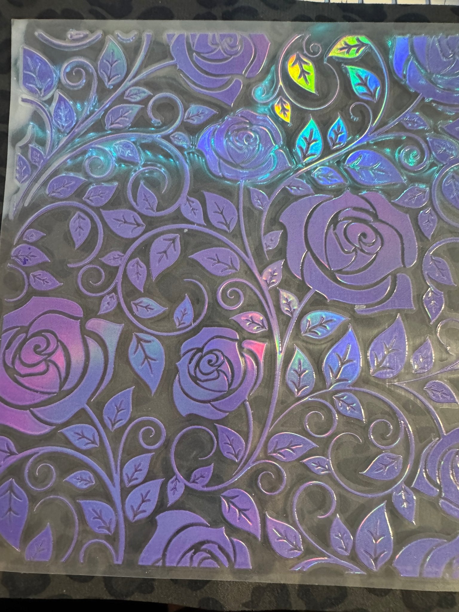 PURPLE HOLOGRAPHIC TOOLED ROSE - 216 Tumblers