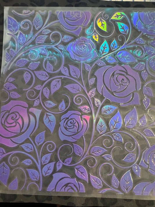 PURPLE HOLOGRAPHIC TOOLED ROSE - 216 Tumblers