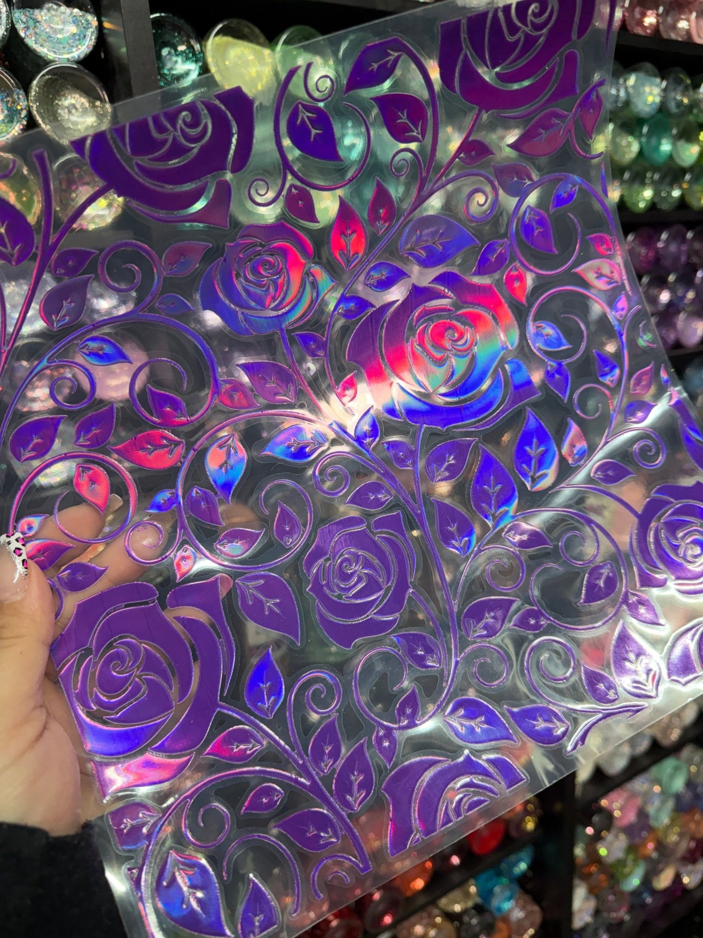 PURPLE /PINK COLORSHIFT HOLO TOOLED ROSE - 216 Tumblers