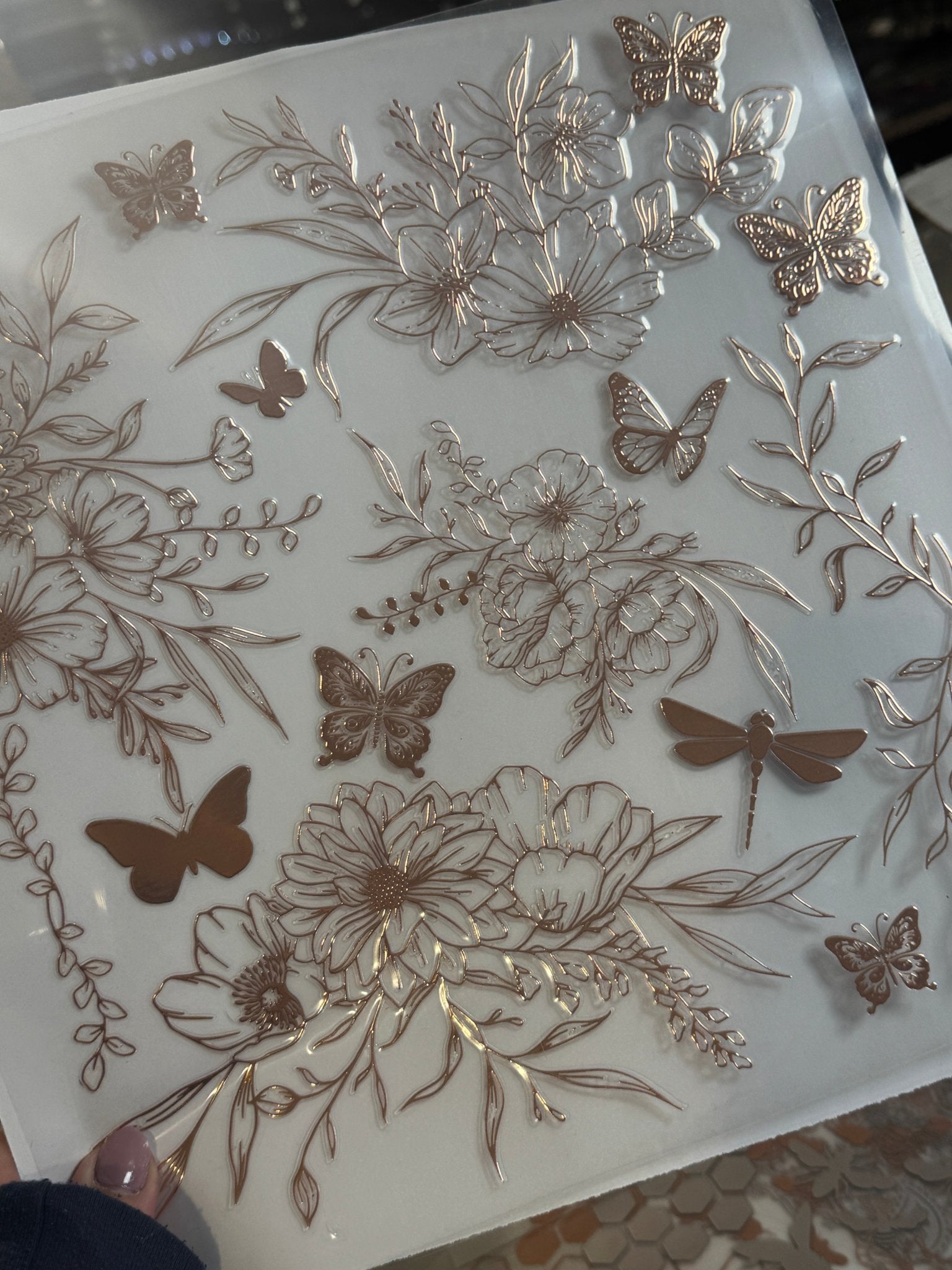 ROSE COPPER / SILVER BUTTERFLY GARDEN - 216 Tumblers